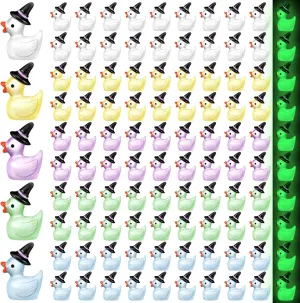 100 Pcs Mini Resin Duck with Hat Halloween Tiny Duck Figurines Resin Ducks Bulk Multicolor Mini Ducks Miniature for Garden Landscape Dollhouse Ornament for Party Favors (Cute Color)