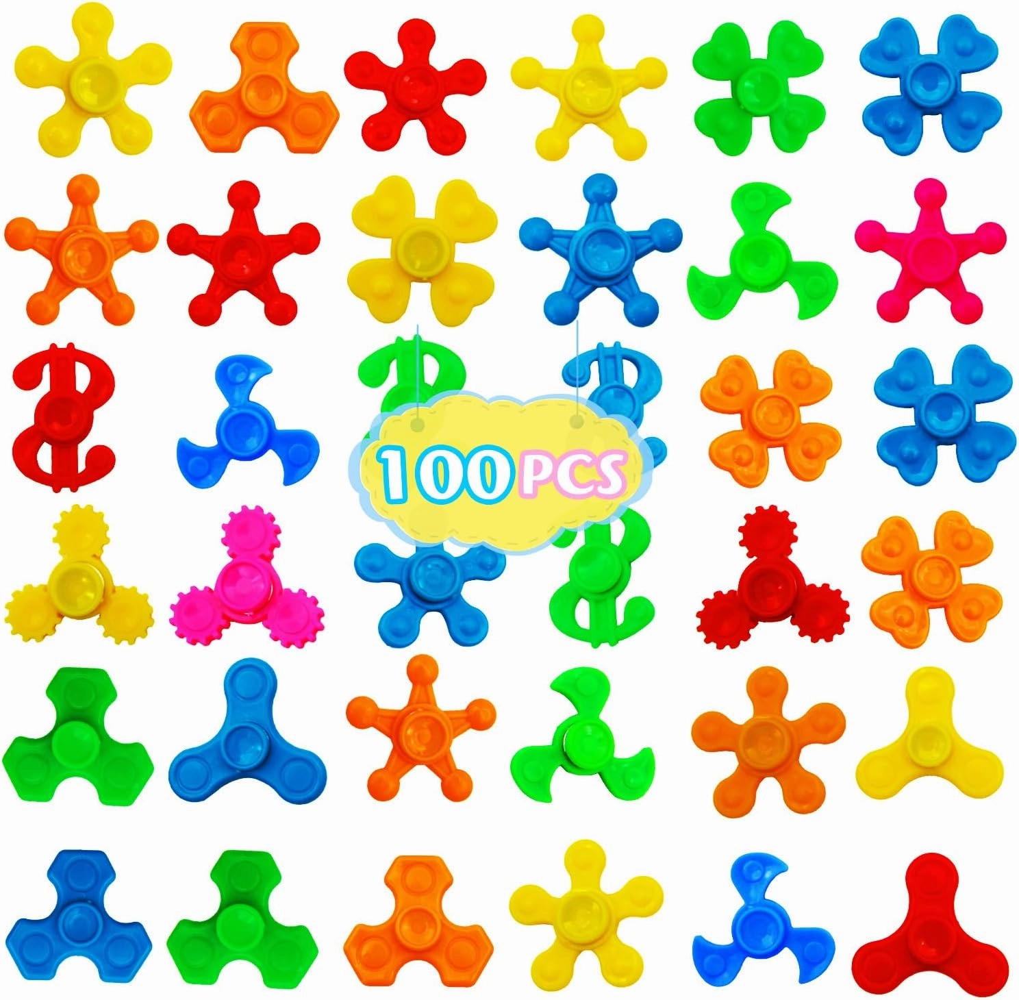 100 Pack Mini Fidget Spinner Toys,Stress Relief Sensory Toys,Birthday Party Favors Gifts for Kids Teens Adults,Christmas Stocking Goodie Bag Stuffers,Treasure Box Toys for Classroom Prizes Supplies
