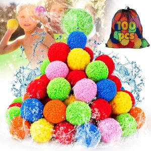 100pack Reusable Water Balloons - Refillable Water Balls for Kids Outdoor Toys Games, Summer Pool Toys Water Play Splash Balls for Backyard Lawn Beach Fun Games for Boys Girls- Upgraded