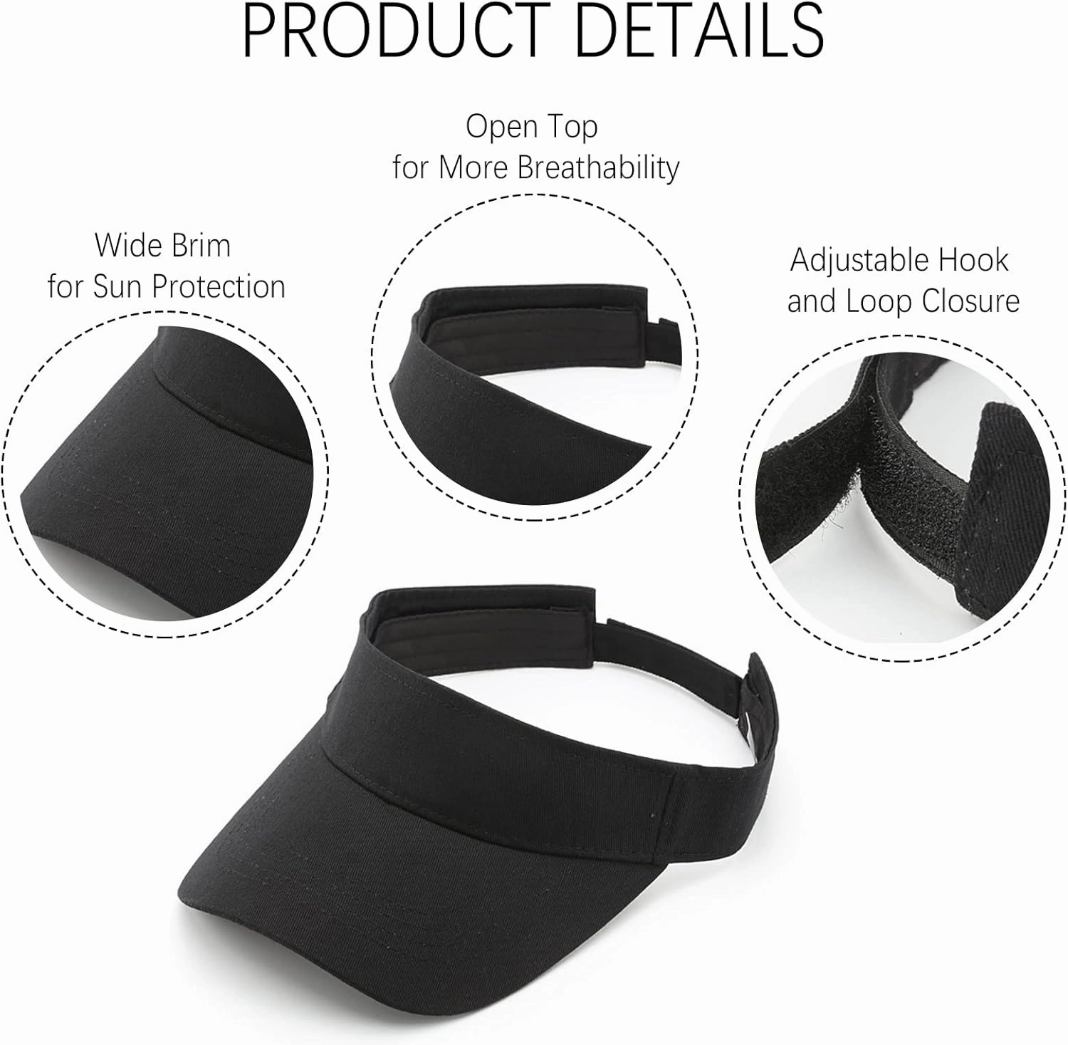 10 Pack Men Women Sun Visor Adjustable UV Protection Blank Sun Visor Hats Caps for Beach Pool Golf Tennis Sports
