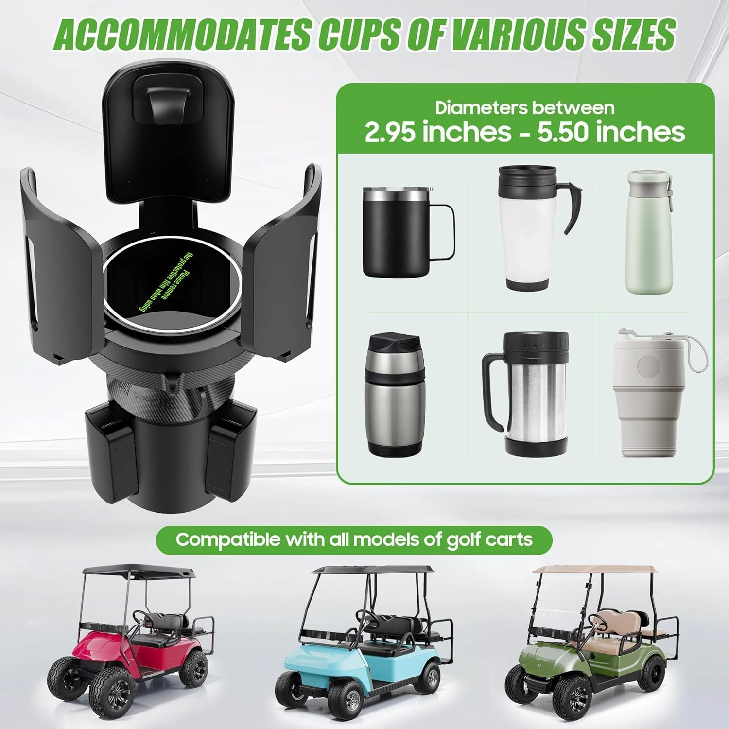 10L0L Universal Golf Cart Heater Cup Holder/Car Cup Holder Expander Adapter with Adjustable Base, Compatible with 16.4 OZ Propane Tanks & Drink Tumblers, Fits EZGO Yamaha Club Car Models