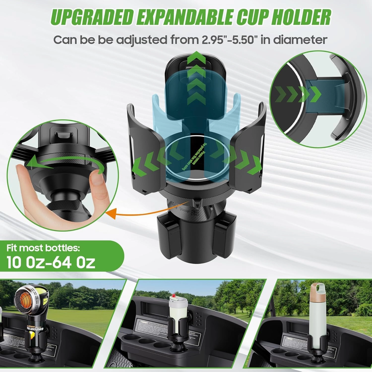 10L0L Universal Golf Cart Heater Cup Holder/Car Cup Holder Expander Adapter with Adjustable Base, Compatible with 16.4 OZ Propane Tanks & Drink Tumblers, Fits EZGO Yamaha Club Car Models