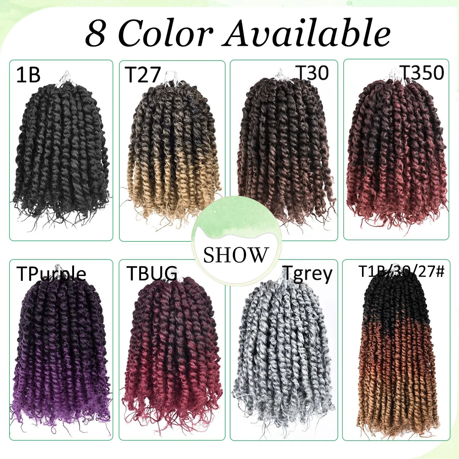 12 Inch Passion Twist Crochet Hair for Black Women 8 packs Pre-twisted Passion Twist Crochet Braids Pre-looped Bohemian Twists Hair Synthetic Braiding Hair Extensions (12Strands/Pack,T27#)