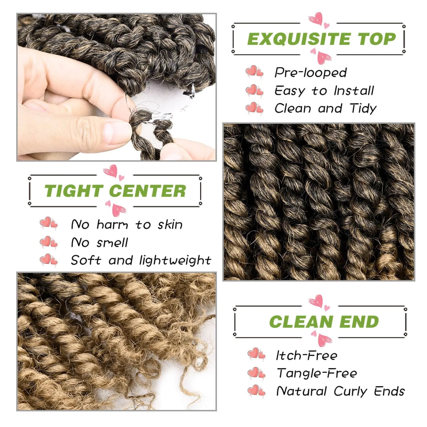12 Inch Passion Twist Crochet Hair for Black Women 8 packs Pre-twisted Passion Twist Crochet Braids Pre-looped Bohemian Twists Hair Synthetic Braiding Hair Extensions (12Strands/Pack,T27#)