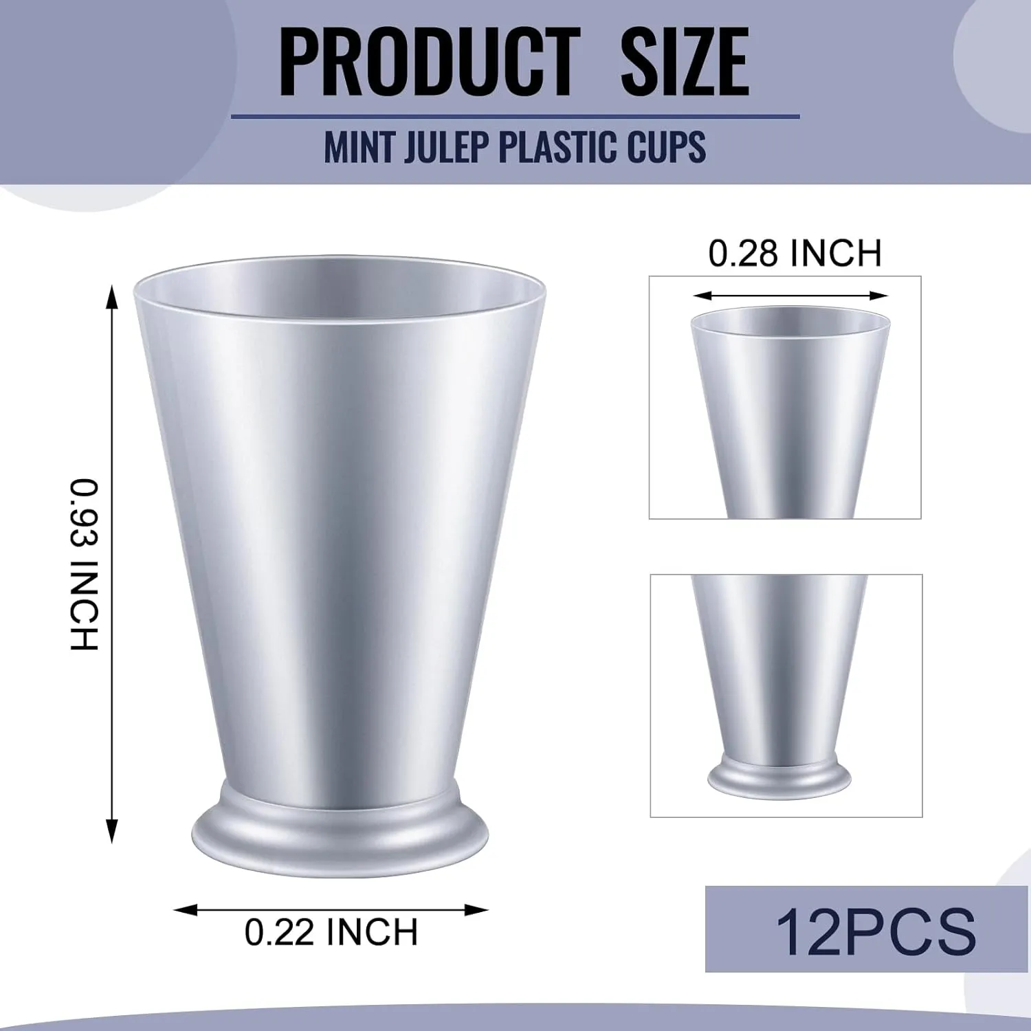12 Pcs Plastic Mint Julep Cups Bulk 10 oz Silver Cocktail Mint Julep Glasses for Festival Party Supplies Bar Kitchen Restaurant Beer Juice Beverage
