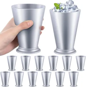 12 Pcs Plastic Mint Julep Cups Bulk 10 oz Silver Cocktail Mint Julep Glasses for Festival Party Supplies Bar Kitchen Restaurant Beer Juice Beverage