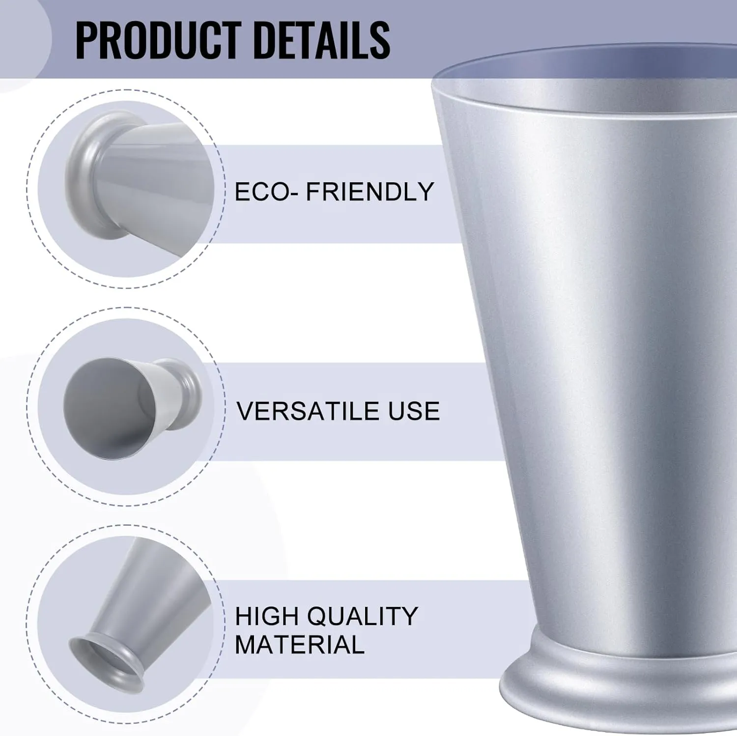 12 Pcs Plastic Mint Julep Cups Bulk 10 oz Silver Cocktail Mint Julep Glasses for Festival Party Supplies Bar Kitchen Restaurant Beer Juice Beverage