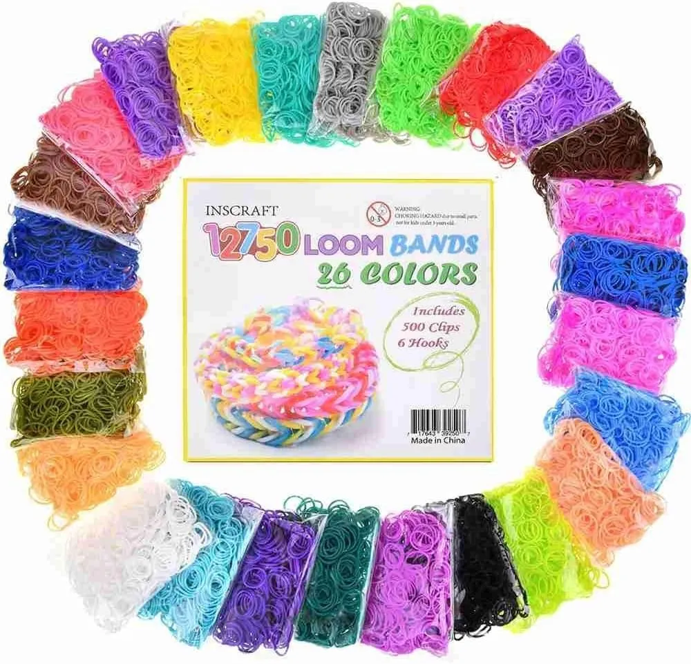 12750pcs Loom Rubber Bands Refill Kit in 26 Color with 500 Clips,6 Hooks, Premium Bracelet Making Kit for Kids Weaving DIY Crafting Gift