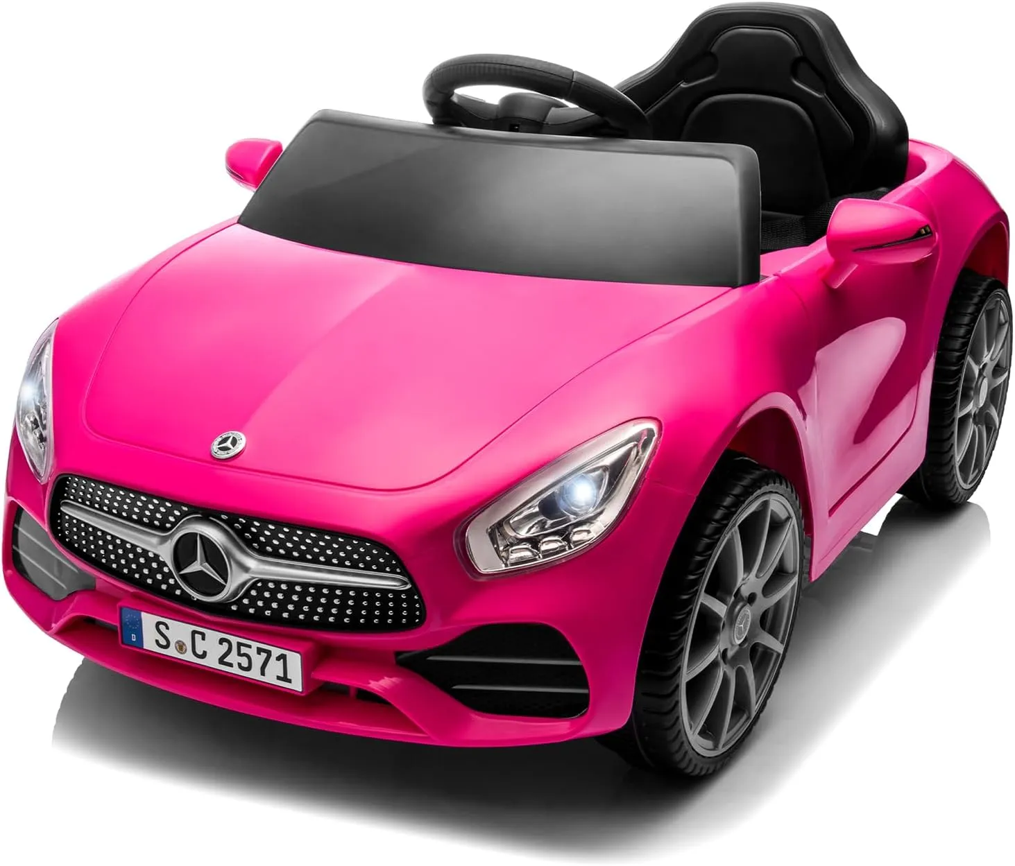 12V Licensed Mercedes Benz Electric Car Ride on Car for Kids,Battery Powered Electric Vehicle, w/Parent Remote, with Soft Start & LED Lights Pink