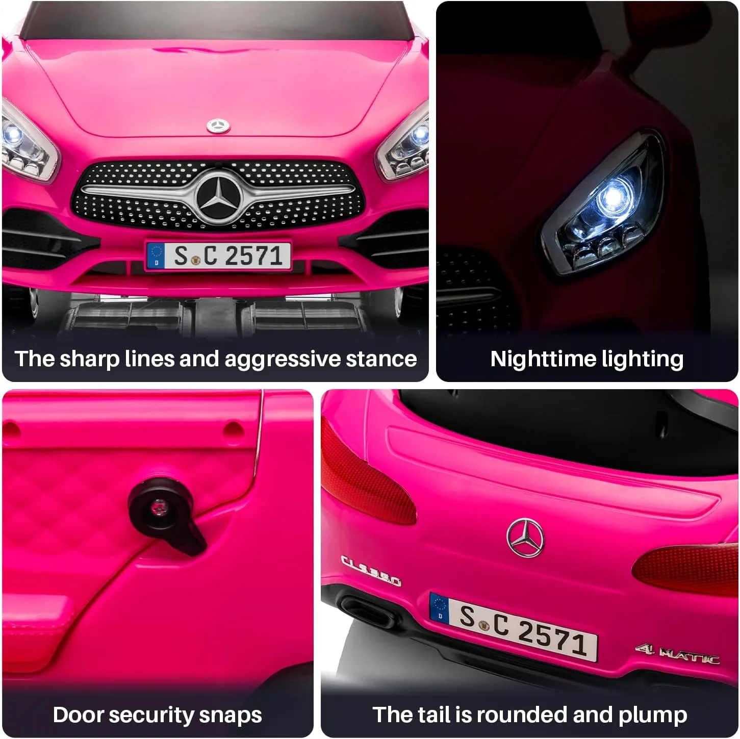 12V Licensed Mercedes Benz Electric Car Ride on Car for Kids,Battery Powered Electric Vehicle, w/Parent Remote, with Soft Start & LED Lights Rosy-Pink