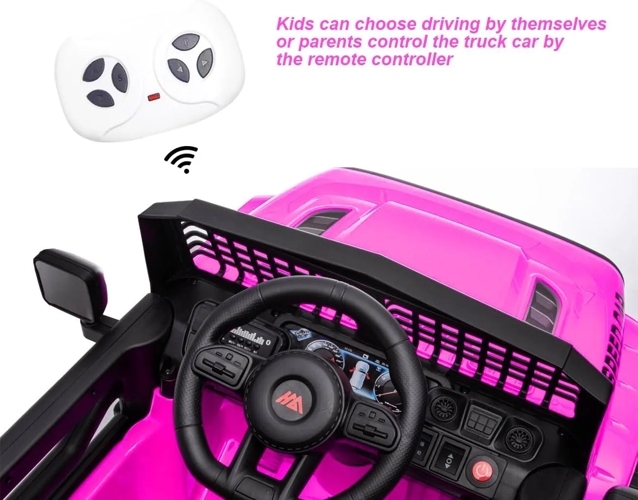 12V Ride On Car, Electric Car for Kids, 12V Ride on Toys, Kids Cars with 3 Speeds Adjustable w/Bluetooth, Parent Remote Control, Spring Suspension, AUX Port-Pink