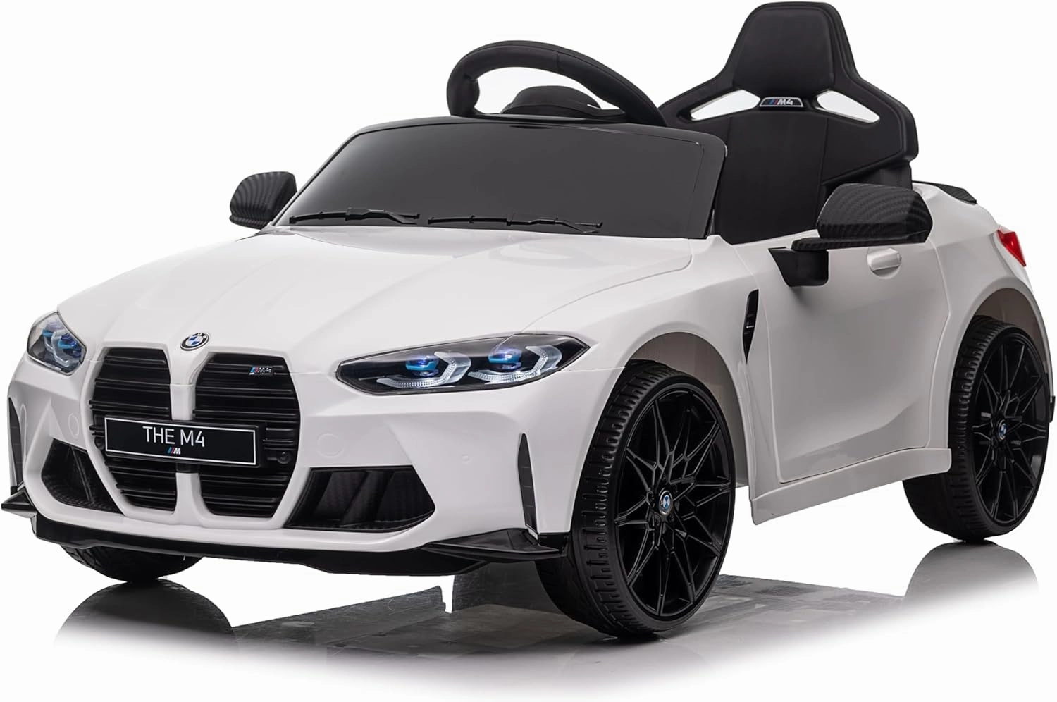 12V Kids Ride On Toy Car，Licensed BMW M4, Electric Kids Ride-On Car Powered Vehicle Car for Boys and Girls, W/USB, Mp3, Bluetooth, Led Light,Parents Remote Control, 3 Speeds, for Boys and Girls-White