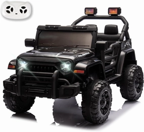 12V Ride on Truck Car for Kids w/Remote Control, 12V Electric Car for Toddlers, Shock Absorption, 3 Speeds, Music & Bluetooth, Lights, Steering Wheel Quick Release, Ride on Toys for Toddlers (Black)