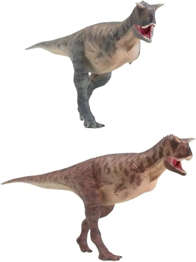 1:35 Scale Carnotaurus Figure Abelisauridae Dinosaur Animal Collection Realistic PVC Scientific Art Model Collection Home Decoration Gift for Adult (Brown)