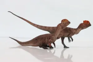 1:35 Scale Dilophosaurus Pair Model Diplosauridae Carnivorous Dinosaurs PVC Animal Figure Collection Realistic Decoration Gift for Adult (Red)