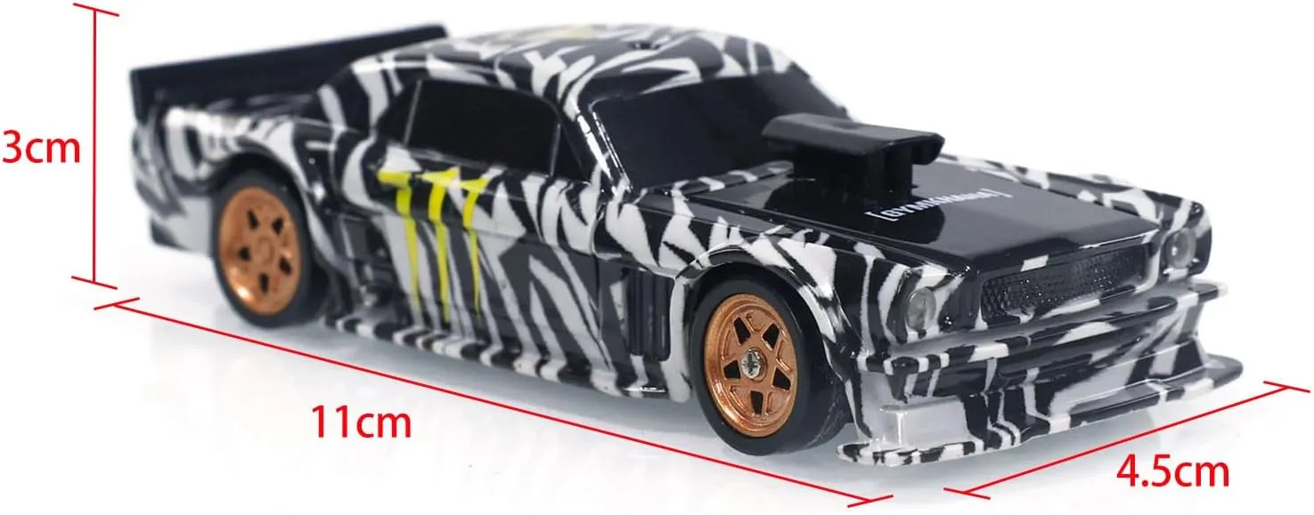 1/43 Scale RC Drift Race Car Gyro 4WD Ready to Go Mini Remote Control Car High Speed Hooby Model with Gyro(Zebra Print)