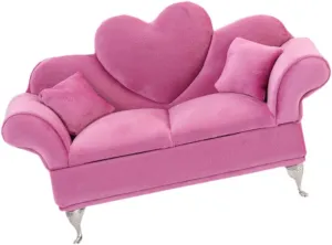 1/6 Dollhouse Sofa Elegant Dollhouse Living Room Decor Girls Women Jewelry Box Miniature Furniture for 12inch Dollhouse Accs, Rose Pink