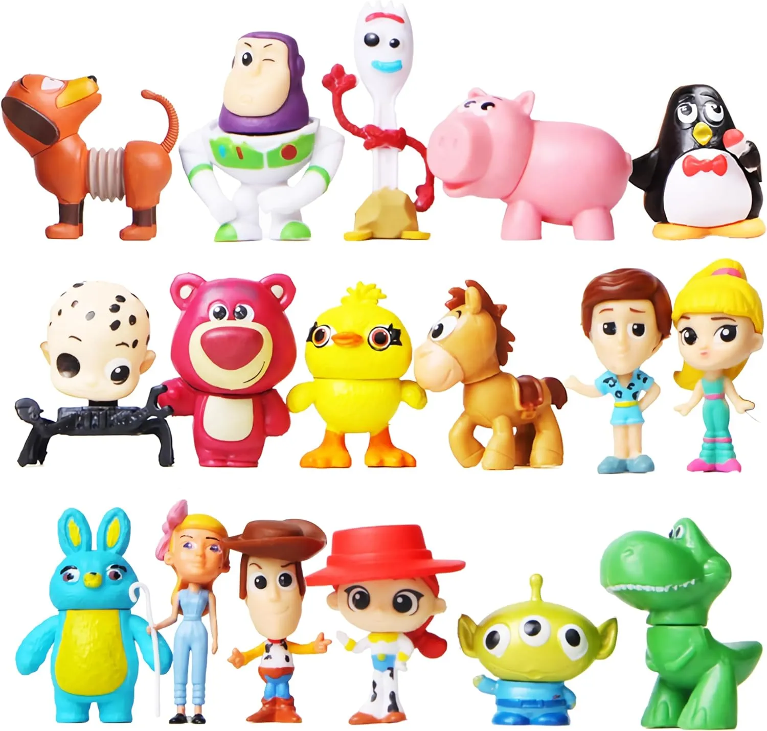 17-Piece 1.4" to 1.8" Tall Action Figures Set with Woody、Buzz Birthday Decorations Figurines，Great for Cake Decorating and Games