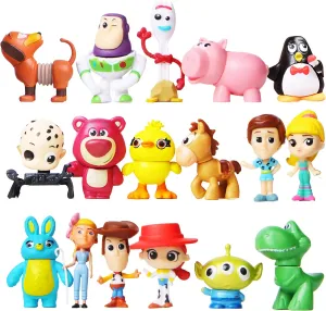 17-Piece 1.4" to 1.8" Tall Action Figures Set with Woody、Buzz Birthday Decorations Figurines，Great for Cake Decorating and Games