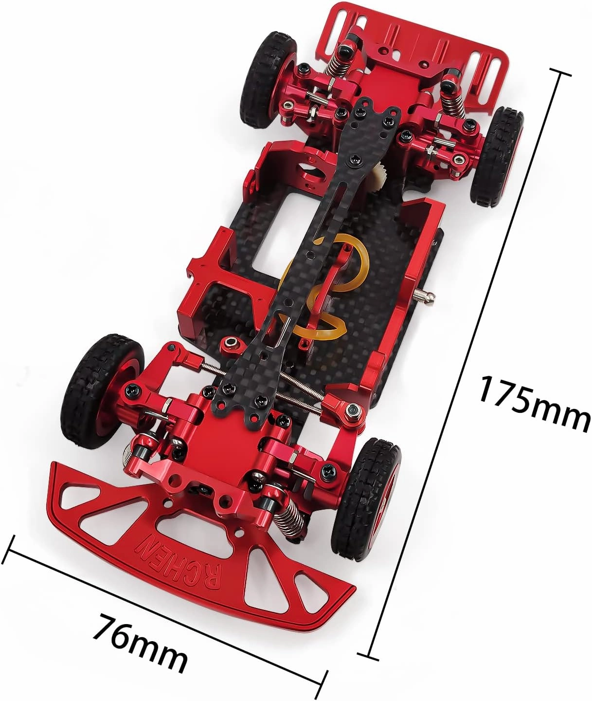 1/28 Wltoys K969 K979 K989 K999 284131 RC Car Frame Assembled with Wheels DIY Parts(Red)