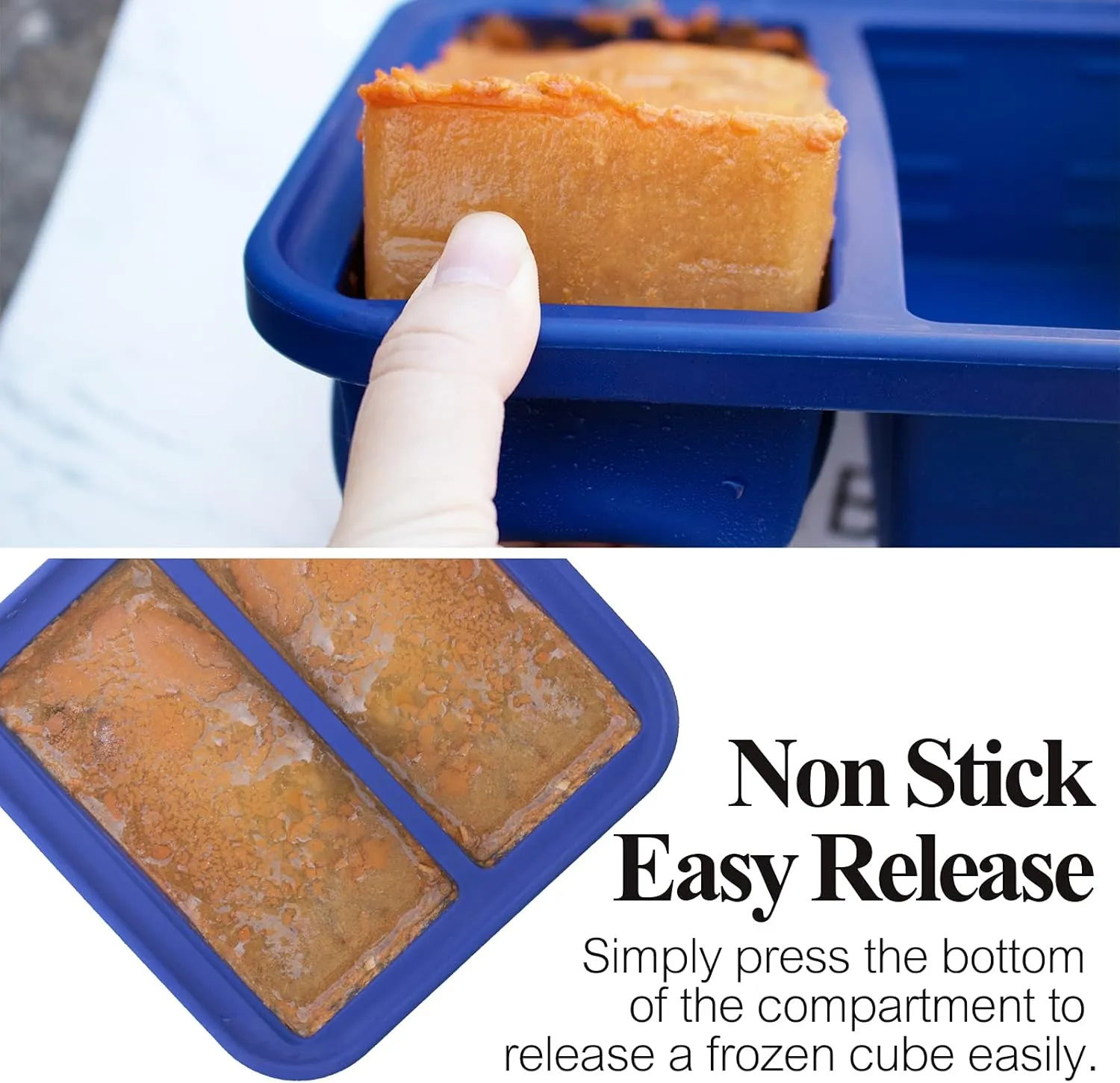 2 Cup Silicone Freezer Trays with Lid 2 Pack Silicone Soup Freezer Molds Make 4 Perfect 2 Cup Portions - Easy Release Soup Freezer Containers for Food Soup, Broth, Stew or Sauce