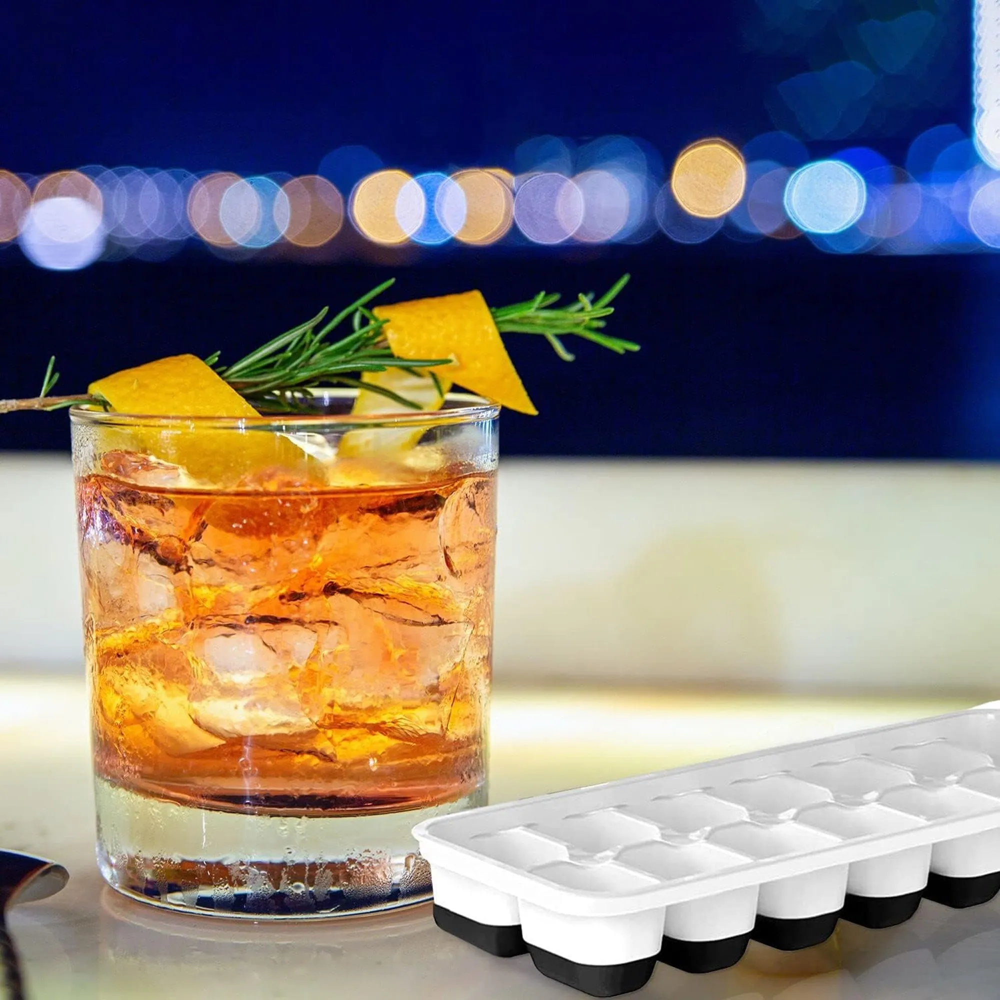 2 Pack Silicone stackable Ice Cube Trays - (White Black)