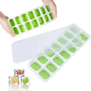 2 Pack Silicone stackable Ice Cube Trays - (White Green)