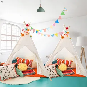 2 Pack Teepee Tent for Kids with Light, Toddler Foldable Slumber Party Sleepover Tents, Indoor Outdoor Kids Play Tent Playhouse for Girls & Boys Gifts