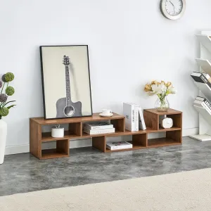 2-Piece Cube TV Stand & Bookshelf Set, Free Combination Modular L-Shaped Entertainment Center Media Stand with Open Storage Shelves, Gaming TV Console for Living Room (Walnut)