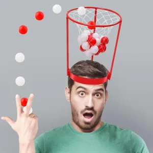 2 Sets Christmas Head Hoop Basketball Game, Adjustable Basket Net Headband Gag Gifts, White Elephant Exchange Game for Kids Adults, Xmas Holiday Birthday Carnival Party Fun Activities