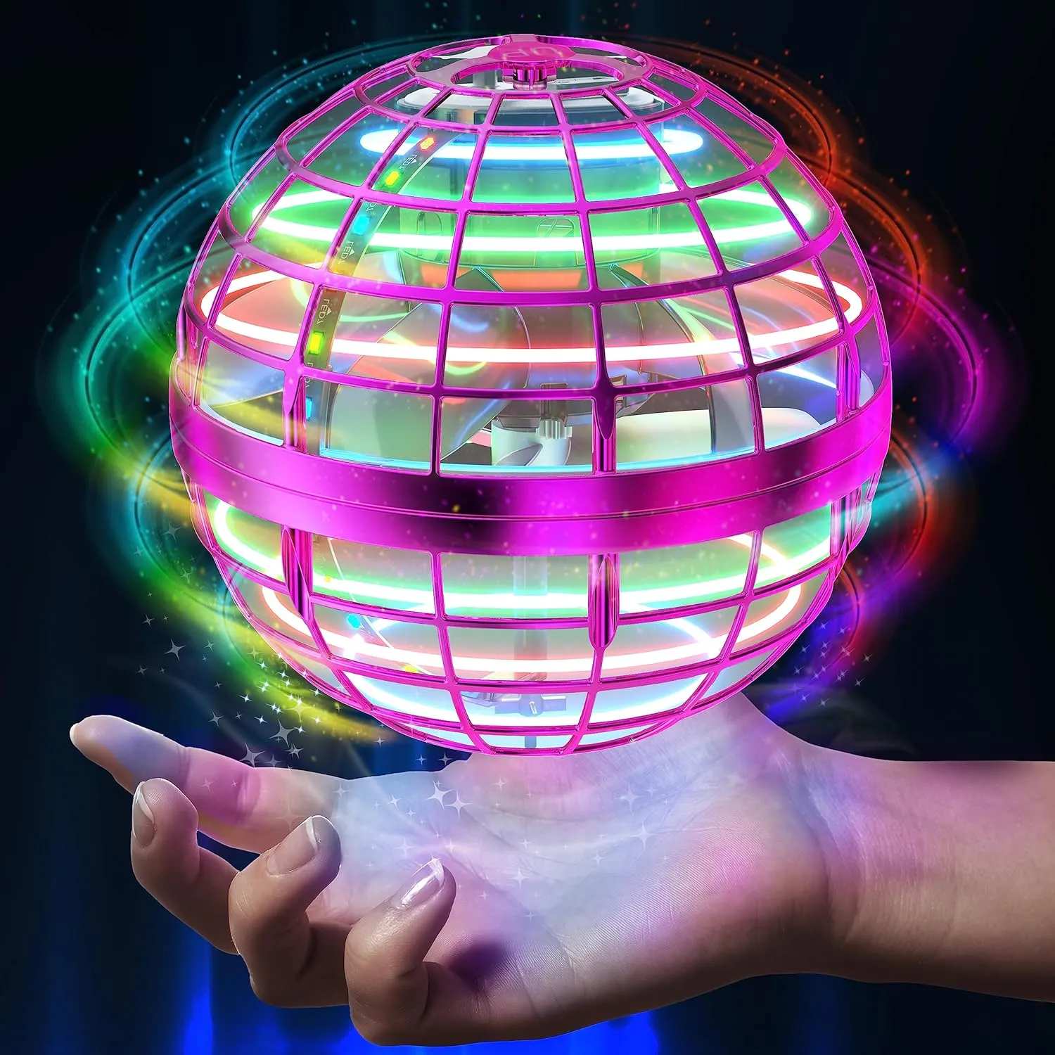 2024 Flying Orb Ball Toy,Cosmic Globe Boomerang Hover Ball Galactic Fidget Spinner, Hand Drone Orbit, Cool Toys Gift for 6 7 8 9 10  Year Old Boys Girls Teens Outdoor Toys(Pink)
