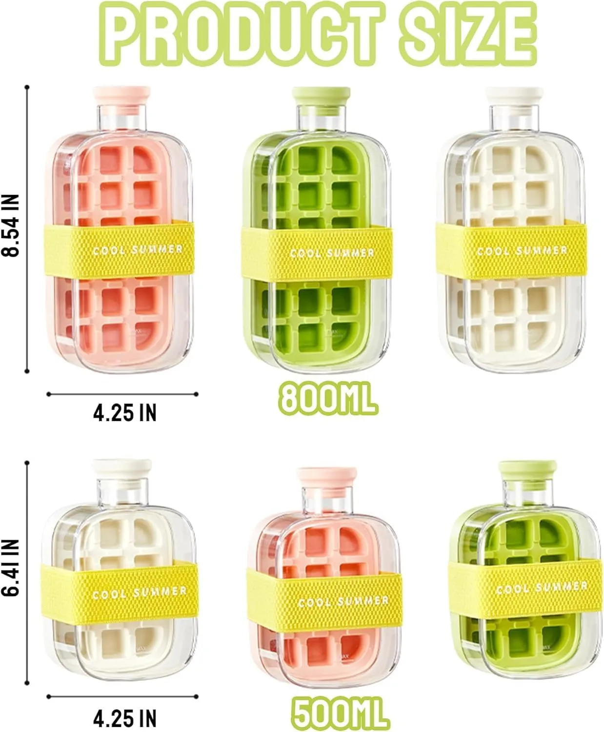 2025 New Ice Cube Bottle 500ML & 800ML – 2-in-1 Ice Tray & Water Bottle with Straw, Lid & Webbing | Leakproof, BPA-Free, Touch-Free Ice Release | For Travel, Juice & Outdoors (PINK, 800ml / 27oz)