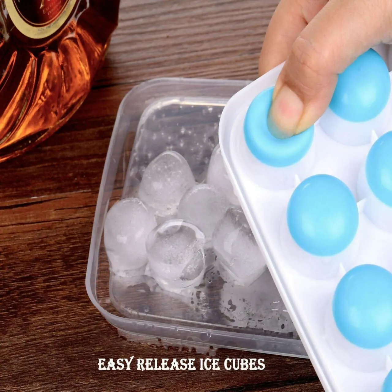 21 Cavity Pop Up Ice Cube Trays for Freezer with Lid with Easy Release Flexible Silicone Bottom Multicolor Silicone Ice Cube Tray (Pack of 1)