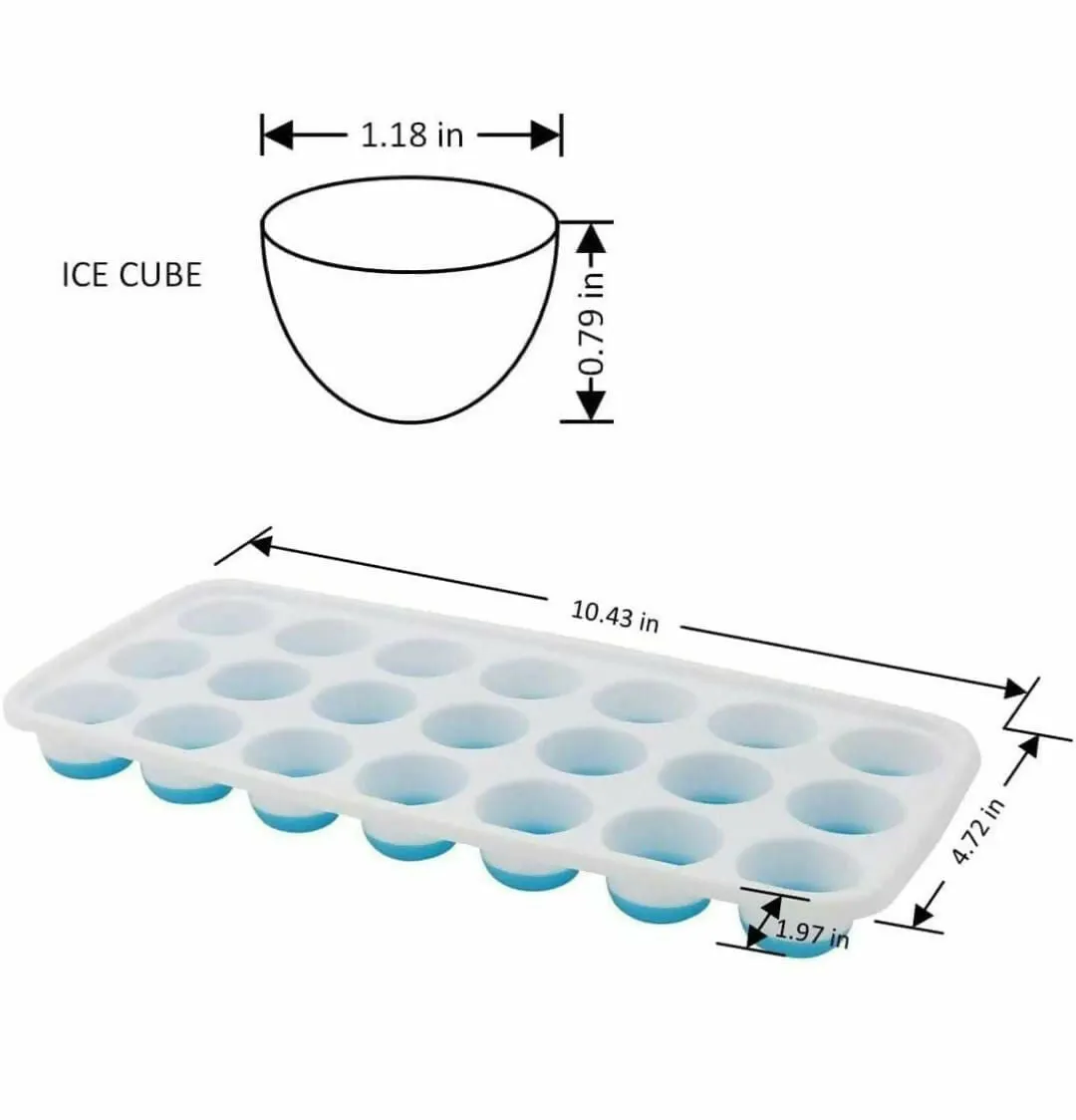 21 Cavity Pop Up Ice Cube Trays for Freezer with Lid with Easy Release Flexible Silicone Bottom Multicolor Silicone Ice Cube Tray (Pack of 1)