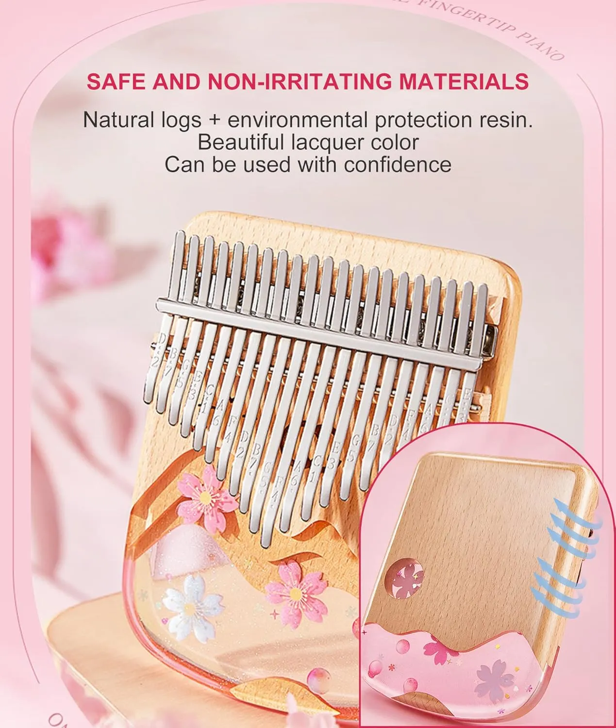 21 Keys Thumb Piano Crystal Kalimba, 17 Key Finger Piano Musical Gift, Transparent Acrylic C Tone with EVA Bag, Stickers, Tuning Hammer, Cleaning Cloth