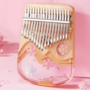 21 Keys Thumb Piano Crystal Kalimba, 17 Key Finger Piano Musical Gift, Transparent Acrylic C Tone with EVA Bag, Stickers, Tuning Hammer, Cleaning Cloth