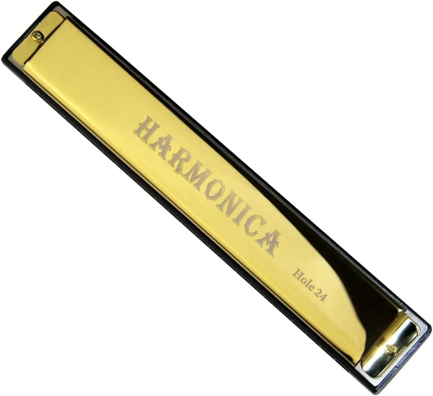 24 Hole Blues Harmonica Metal Piano Suitable For Beginners With Piano Case(Gold)