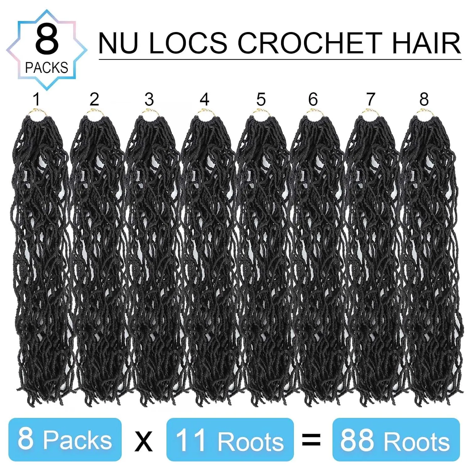 24 Inch Soft Locs Crochet Hair 8 Packs Pre Looped Faux Locs Crochet Braids Goddess Locs Hair For Black Women（24Inch 8pcs,4#）