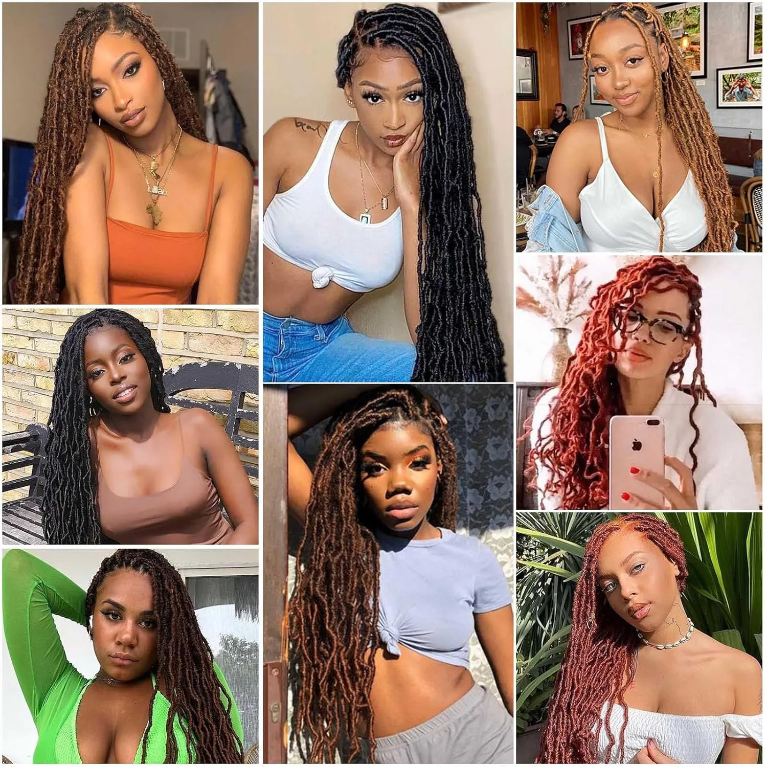 24 Inch Soft Locs Crochet Hair 8 Packs Pre Looped Faux Locs Crochet Braids Goddess Locs Hair For Black Women（24Inch 8pcs,4#）