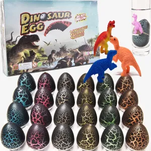 24 Pack Dinosaur Eggs Hatching Dino Eggs Grow in Water Crack with Assorted Color Hunting Game Basket Stuffers Birthday & Easter Gifts Party Favors for Toddler Kids 3-10 Boys & Girls