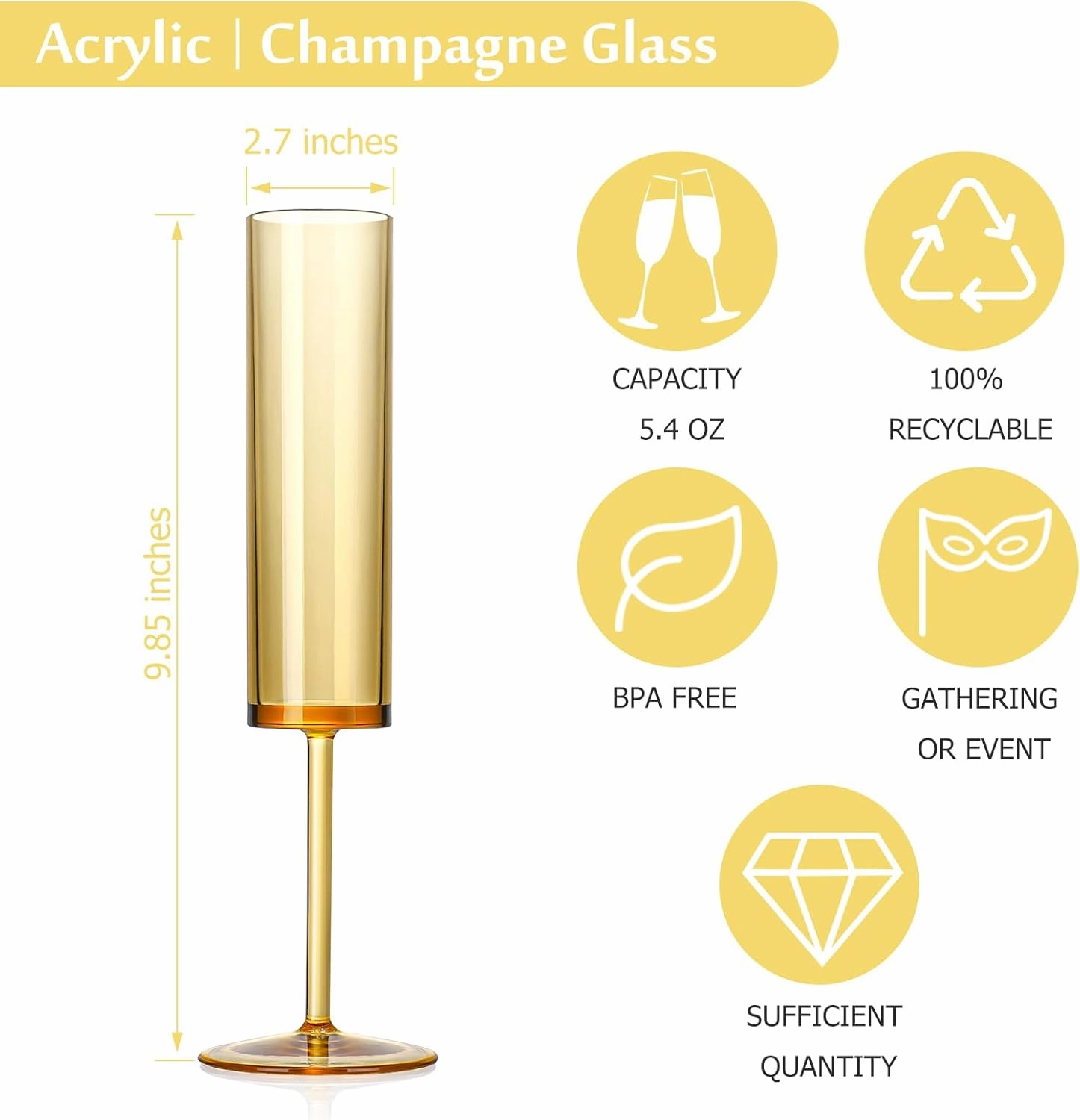 24 PCS Amber Glass Champagne Flutes 5.4 Oz Long Stem Champagne Flutes Plastic Acrylic Champagne Glasses Colored Sparkling Wine Glasses Reusable For Luxury Party Wedding Bar