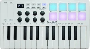 25 Keys 8 Backlit Drum Pads MIDI Keyboard – Professional Beat Maker and Keytar for Keyboard Music Production Builtin Battery Wireless Connect White