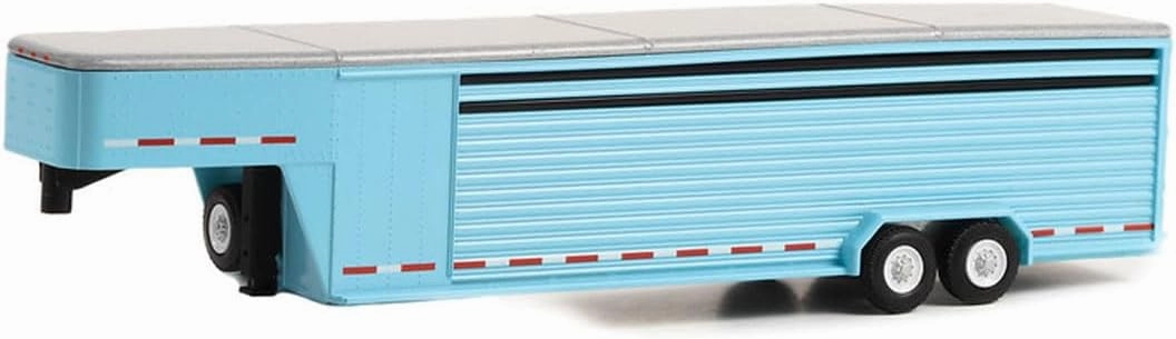 26-Foot Continuous Gooseneck Livestock Trailer Light Blue Hitch & Tow Series 1/64 Diecast Model Car by Greenlight 30422