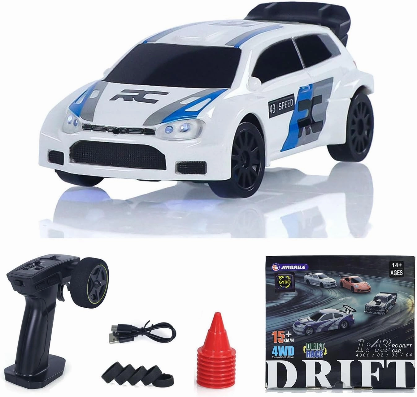 2.4GHz Mini RC Drift Car 1/43 Racing Vehicles High Speed 4WD Ready to Go Mini Car Radio Battery Lights Model Gyroscope Hobby Grade Model