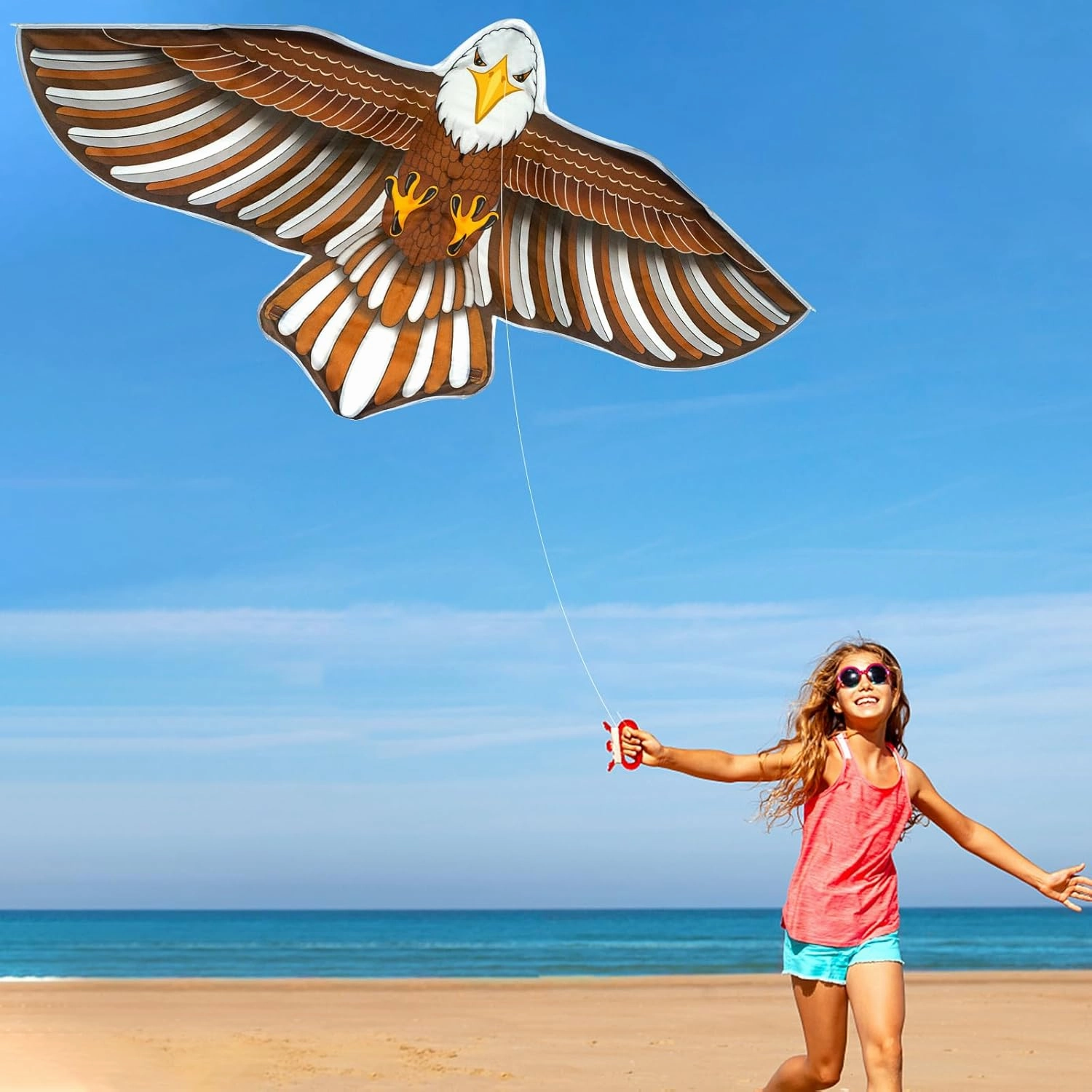2 Pack Dragon & Patriotic Eagle Kites for Kids Ages 4-8 8-12 & Adults Gift, Large Kids Kite with 328FT String Easy to Fly for Beach Park Family Outdoor Toys Games and Activities