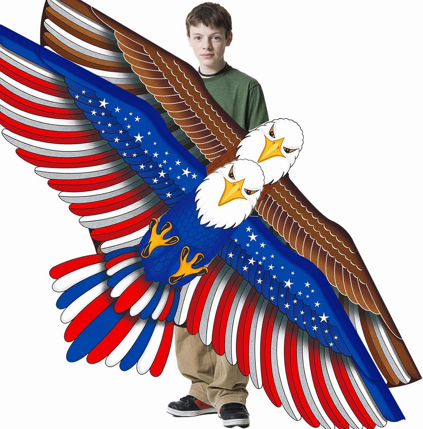 2 Pack Dragon & Patriotic Eagle Kites for Kids Ages 4-8 8-12 & Adults Gift, Large Kids Kite with 328FT String Easy to Fly for Beach Park Family Outdoor Toys Games and Activities