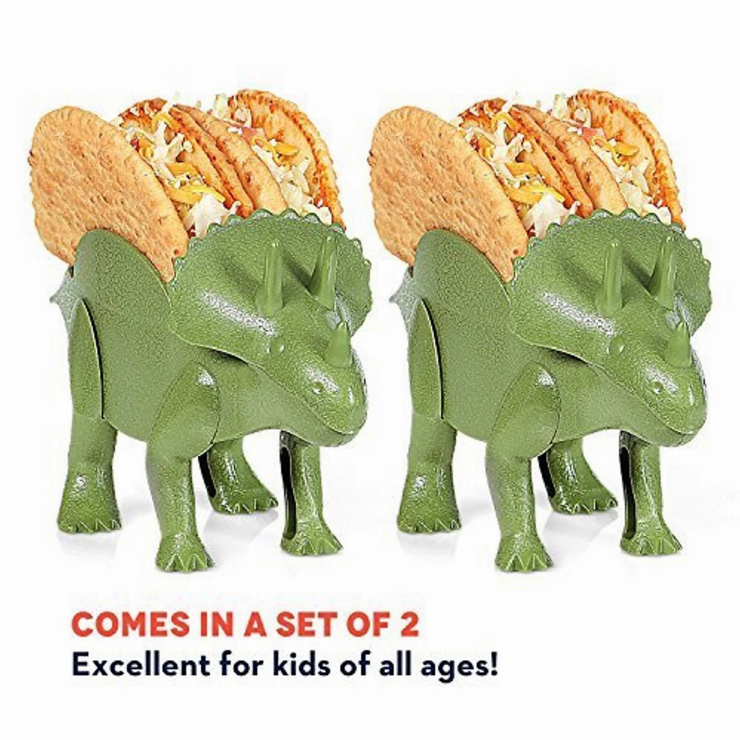 2-Pack Triceratops Taco Holder, Dinosaur Statue Taco Stands Shell Holder, Tricerataco Taco Holder, Dinosaur Taco Holder for Kids Hard Taco Holders for Taco Tuesday Birthday Party & Dino Taco Party by California Home Goods