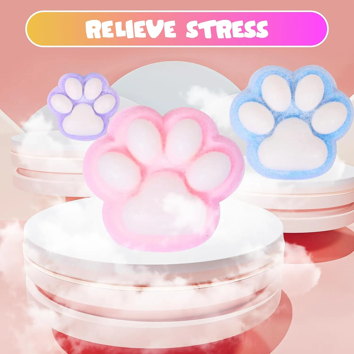 2pcs Big Squishy Cat Paw Squishy Toy,5 Inches Big FuFu cat Squeeze Paw,Cute Soft Squeeze Fidget Toys Squeeze Toys for Stress Relief Pinch Family Toys Gifts for Kids Adults