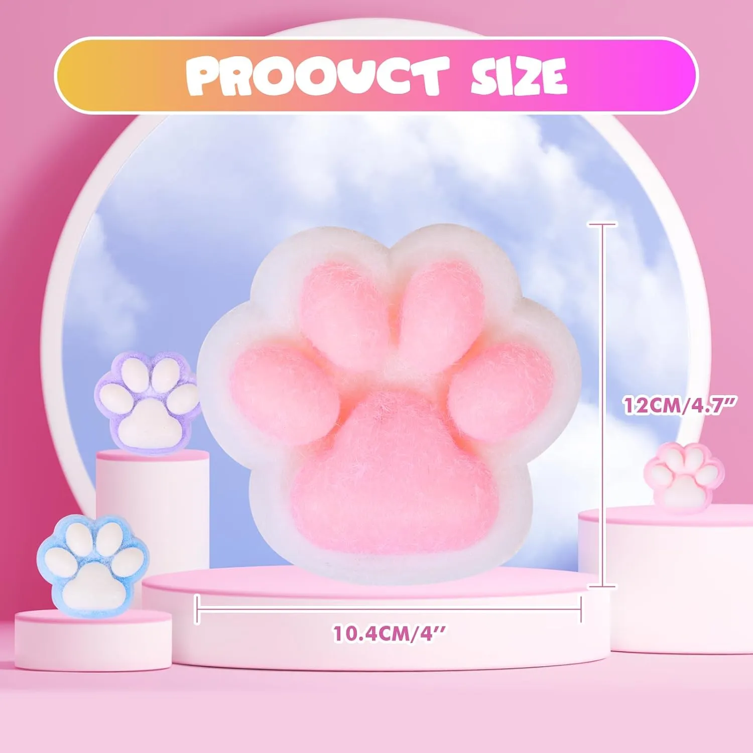 2pcs Big Squishy Cat Paw Squishy Toy,5 Inches Big FuFu cat Squeeze Paw,Cute Soft Squeeze Fidget Toys Squeeze Toys for Stress Relief Pinch Family Toys Gifts for Kids Adults