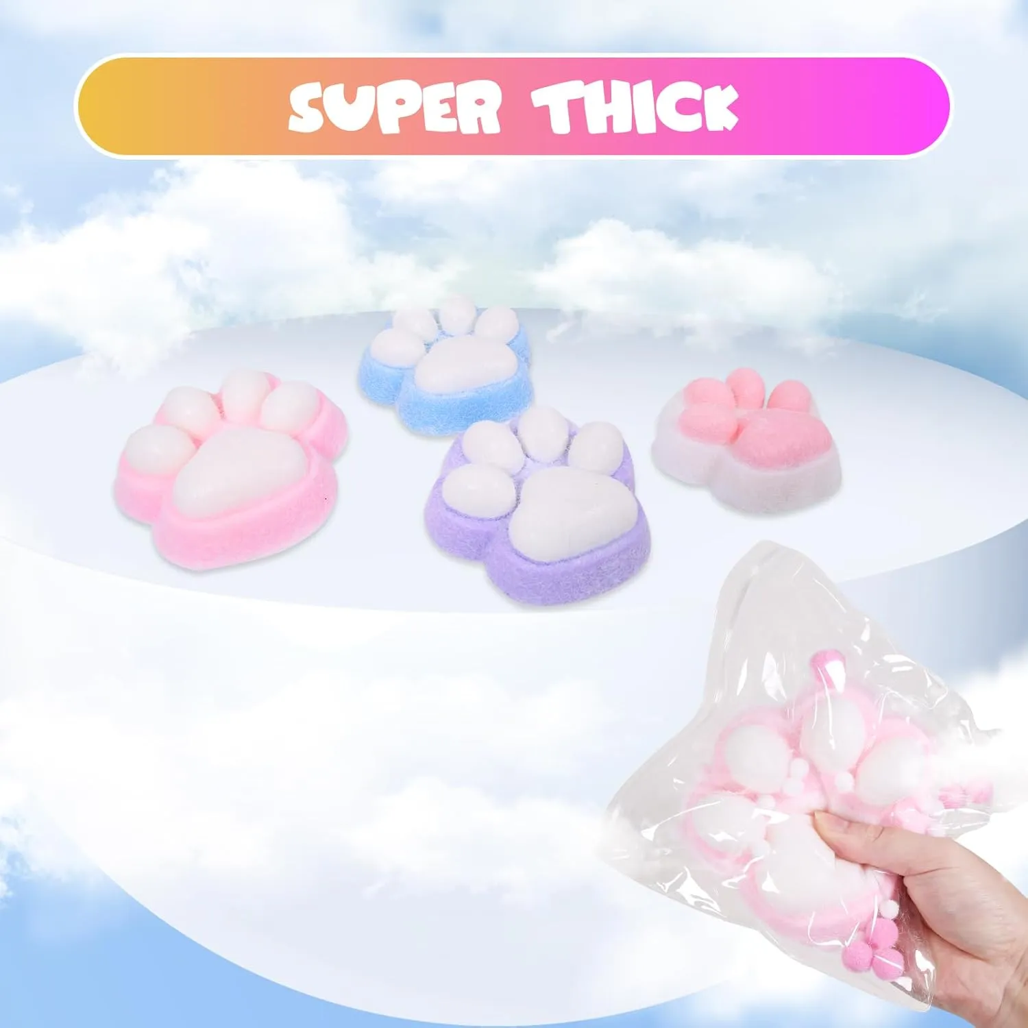 2pcs Big Squishy Cat Paw Squishy Toy,5 Inches Big FuFu cat Squeeze Paw,Cute Soft Squeeze Fidget Toys Squeeze Toys for Stress Relief Pinch Family Toys Gifts for Kids Adults